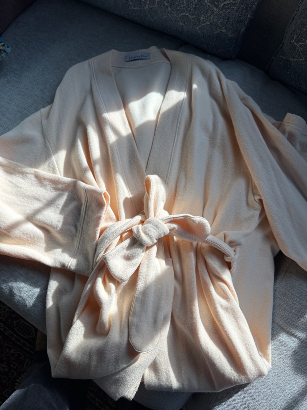Vintage Christian Dior Light Peach Terry Kimono Robe